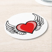 vliegend hart van liefde ronde kartonnen onderzetter (Gebogen)