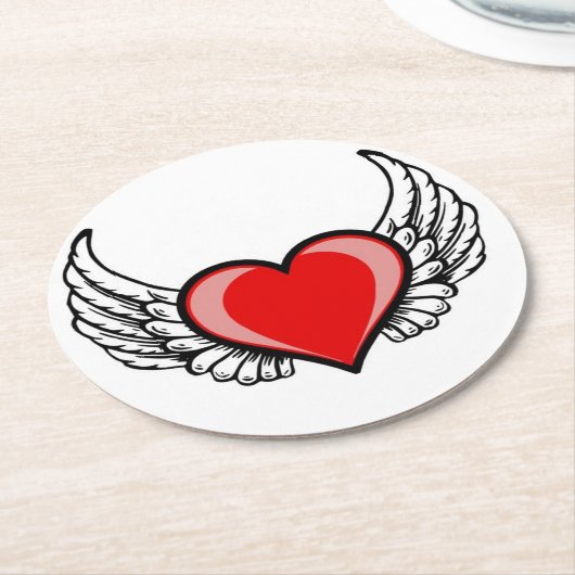 vliegend hart van liefde ronde kartonnen onderzetter (Gebogen)