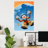 Vliegend hoog paramotorisch Poster (Thuiskantoor)