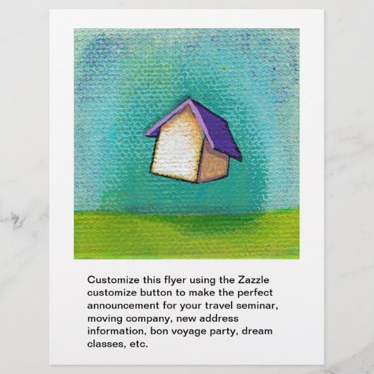 Vliegend huis op reis naar huis, leuke kleurrijke  flyer (Voorkant)