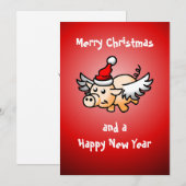 Vliegend Kerst Varken Feestdagenkaart (Voorkant / Achterkant)