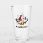 Vliegend Kerst Varken Glas Tumbler (Achterkant)