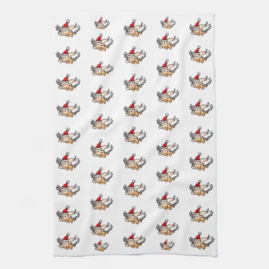 Vliegend kerstvarken theedoek (Verticaal)