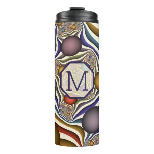 Vliegend, kleurrijk Abstract fractal Monogram Thermosbeker