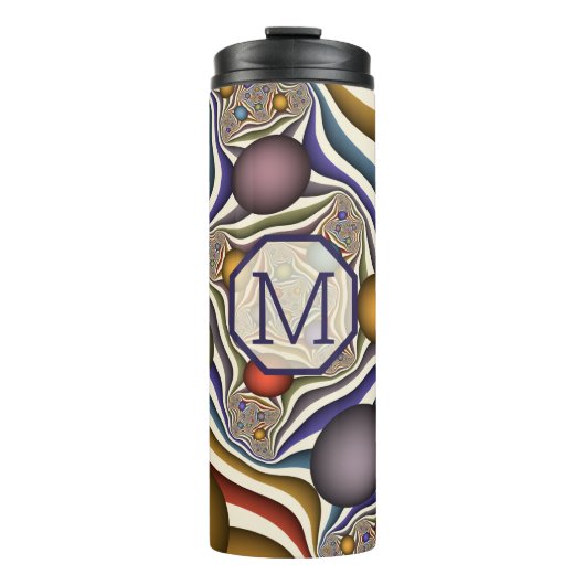 Vliegend, kleurrijk Abstract fractal Monogram Thermosbeker (Voorkant)