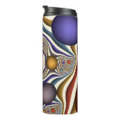 Vliegend, kleurrijk Abstract fractal Monogram Thermosbeker (Geroteerd rechts)