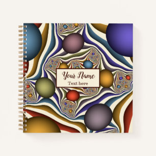 Vliegend, Kleurrijk Modern Abstract Fractal Naam Notitieboek
