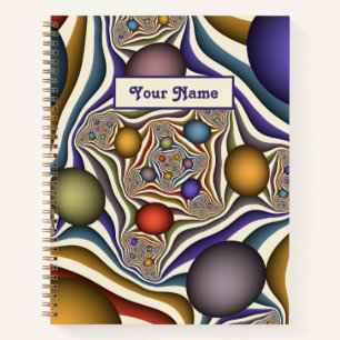 Vliegend, Kleurrijk Modern Abstract Fractal Naam Notitieboek