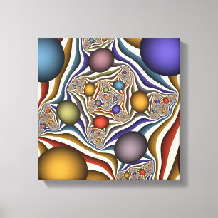 Vliegend, Kleurrijk, Modern, Abstracte Fractale Ku Canvas Afdruk