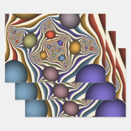 Vliegend, Kleurrijk, Modern, Abstracte Fractale Ku Inpakpapier Vel