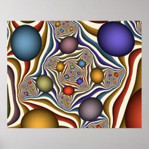 Vliegend, Kleurrijk, Modern, Abstracte Fractale Ku Poster