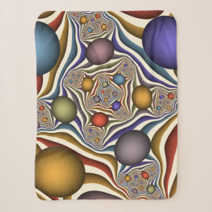 Vliegend, Kleurrijk, Modern, Abstracte Fractale Ku Sherpa Deken