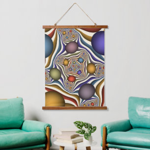 Vliegend, Kleurrijke Moderne Abstracte Fractale Ku Hangend Wandkleed