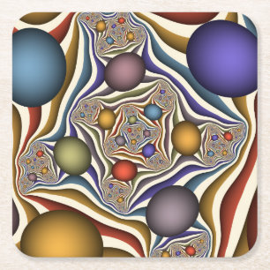 Vliegend, Kleurrijke Moderne Abstracte Fractale Ku Kartonnen Onderzetters