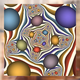Vliegend, Kleurrijke Moderne Abstracte Fractale Ku Raamsticker