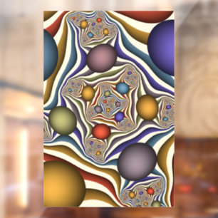 Vliegend, Kleurrijke Moderne Abstracte Fractale Ku Raamsticker