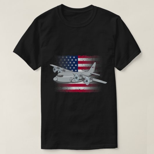 Vliegend militair vliegtuig C-130 van de Amerikaan T-shirt (Design voorkant)