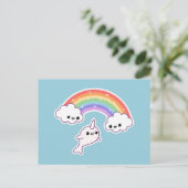 Vliegend Narwhal met regenboog Briefkaart (Staand voorkant)