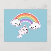 Vliegend Narwhal met regenboog Briefkaart (Voorkant)