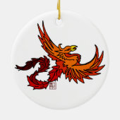 Vliegend Oranje Tattoo Phoenix Bird Keramisch Ornament (Achterkant)