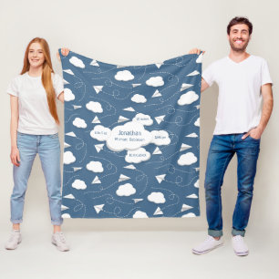 Vliegend papier Vliegtuigen W gezwollen wolken lei Fleece Deken