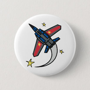 Vliegend straalvliegtuig ronde button 5,7 cm