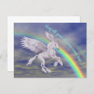Vliegend Unicorn over regenboogdromen Fantasy Hors Briefkaart