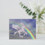 Vliegend Unicorn over regenboogdromen Fantasy Hors Briefkaart (Staand voorkant)