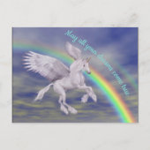 Vliegend Unicorn over regenboogdromen Fantasy Hors Briefkaart (Voorkant)