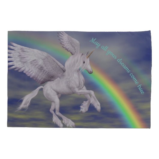 Vliegend Unicorn over regenboogdromen Fantasy Hors Kussensloop (Achterkant)