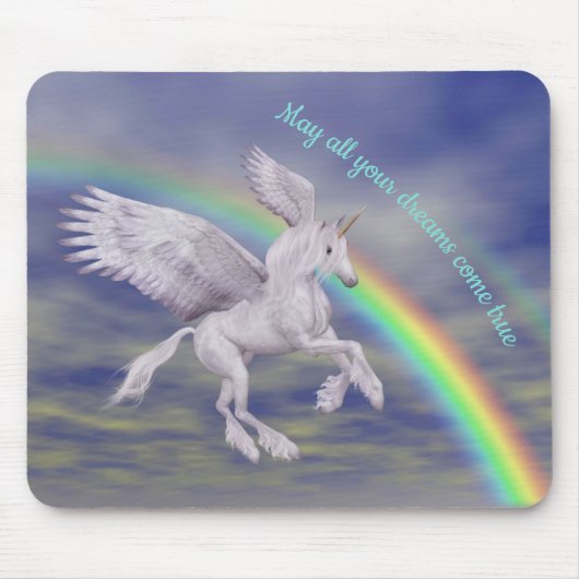 Vliegend Unicorn over regenboogdromen Fantasy Hors Muismat (Voorkant)