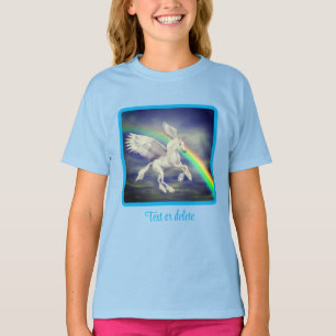 Vliegend Unicorn over regenboogfantasepaard T-shirt