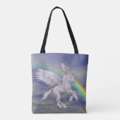 Vliegend Unicorn over regenboogfantasepaard Tote Bag (Achterkant)