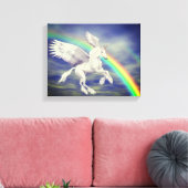 Vliegend Unicorn over regenboogfantastische paarde Canvas Afdruk (Insitu (Woonkamer))