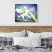 Vliegend Unicorn over regenboogfantastische paarde Canvas Afdruk (Insitu (Slaapkamer))