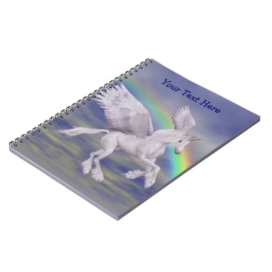 Vliegend Unicorn Rainbow Gepersonaliseerd Notitieb Notitieboek (Linkerzijde)