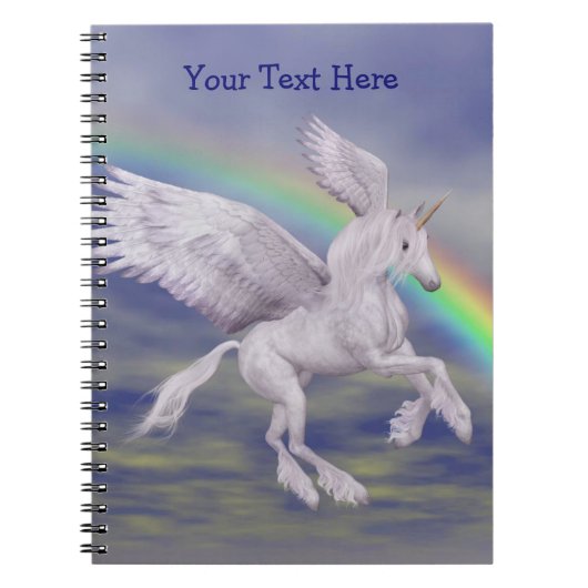Vliegend Unicorn Rainbow Gepersonaliseerd Notitieb Notitieboek (Voorkant)