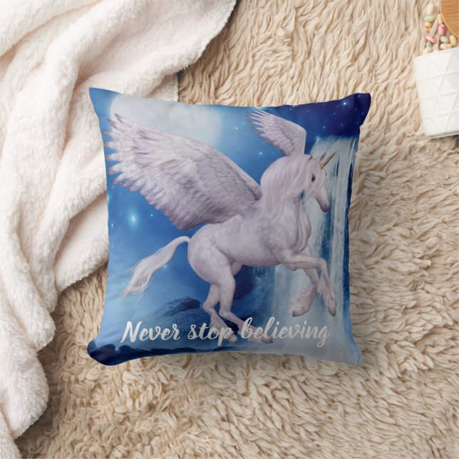 Vliegend Unicorn Waterfall Believe Fantasy Horse Kussen (Deken)
