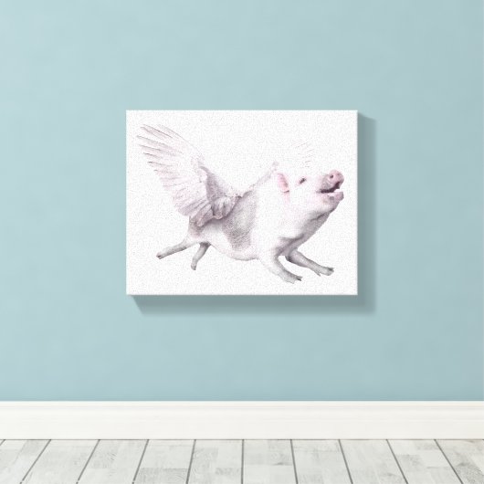 Vliegend varken Art Canvas Echte vleugels wanneer (Insitu (Houten vloer))