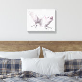 Vliegend varken Art Canvas Echte vleugels wanneer Afdruk (Insitu (Slaapkamer))