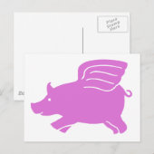 Vliegend Varken Briefkaart - Roze (Voorkant / Achterkant)