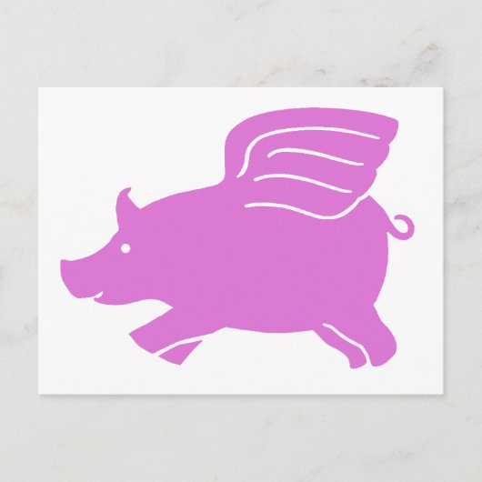 Vliegend Varken Briefkaart - Roze (Voorkant)
