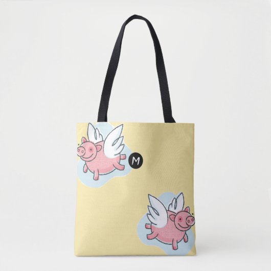 Vliegend Varken Chinees Jaar 2019 Monogram Geel To Tote Bag (Voorkant)