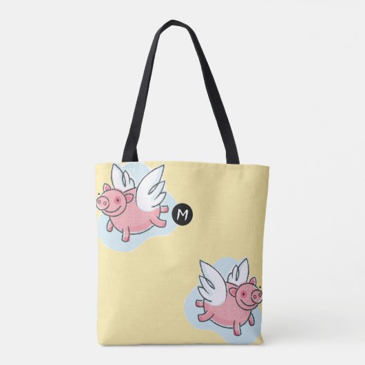 Vliegend Varken Chinees Jaar 2019 Monogram Geel To Tote Bag (Achterkant)
