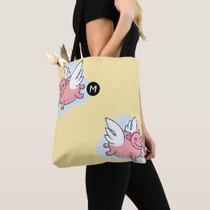Vliegend Varken Chinees Jaar 2019 Monogram Geel To Tote Bag