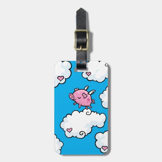  vliegend varken danst op wolken bagagelabel (Voorkant verticaal)