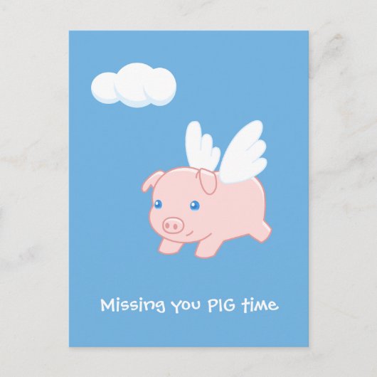 Vliegend varken dat je mist briefkaart (Voorkant)
