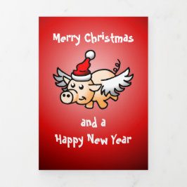 Vliegend Varken Kerst Foto Kaart