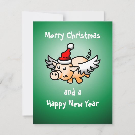Vliegend varken kerstkaart (Voorkant)