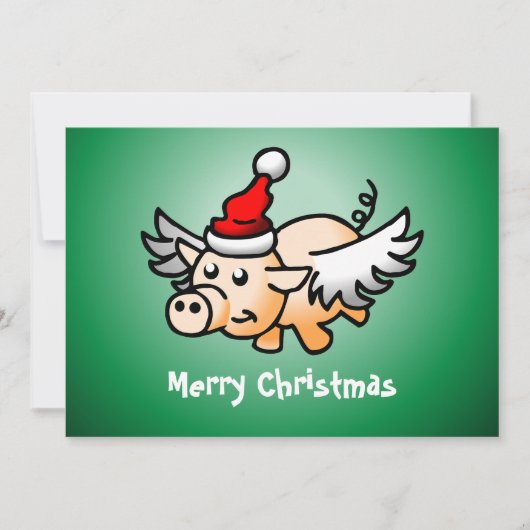 Vliegend Varken Kerstkaart (Voorkant)